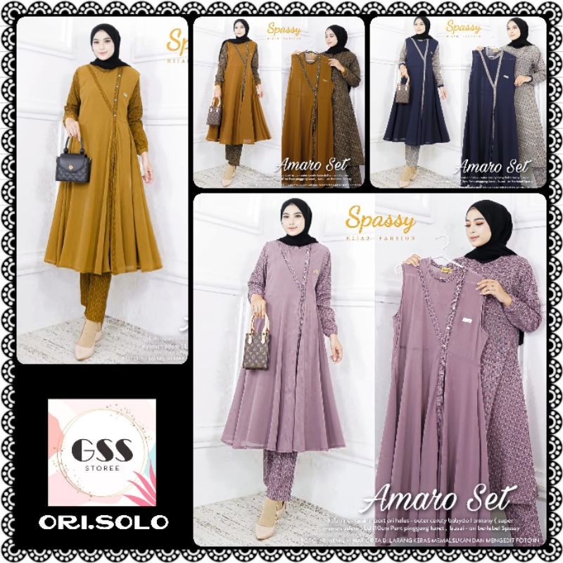 AMARO SET 1 2 Original By SPASSY HIJAB LD 110 Baju Set Outer Katun Rammi Import Mix Ceruty Babydoll 