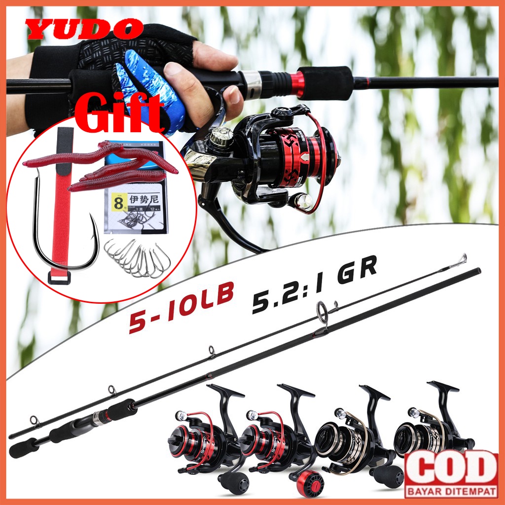New YUDO Pancing Set 1.8m 2.1m M and ML Joran Pancing And Rasio Gear 5.2: 1 Reel Pancing