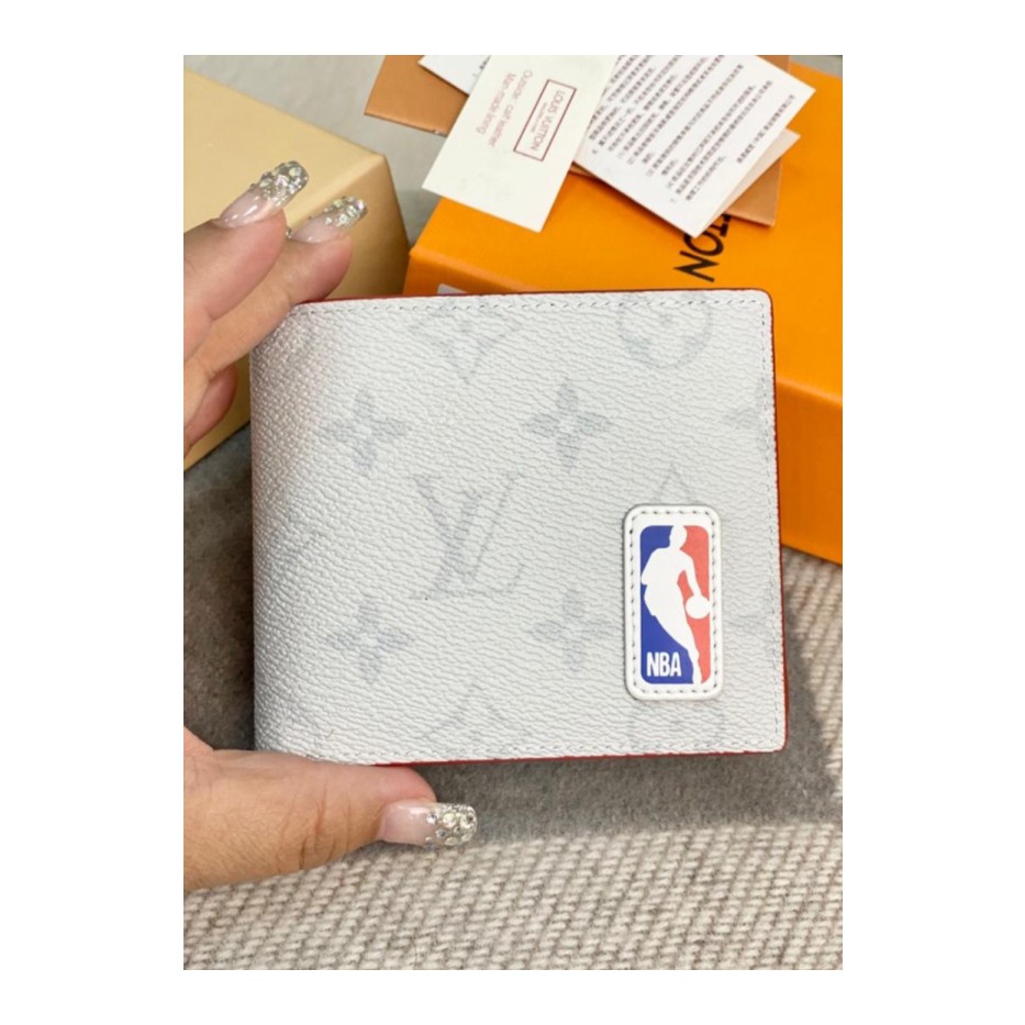 Unik LV MULTIPLE MEN WALLET - X NBA MONOGRAM - INSIDE EPSOM LEATHER - White Blue Berkualitas