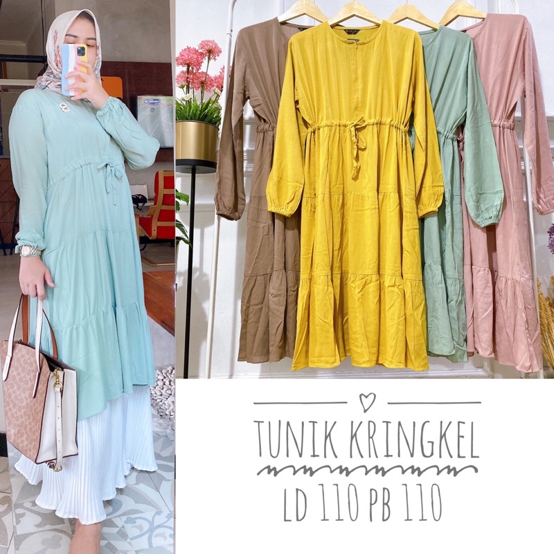 Tunik rayon kringkel /Atasan wanita/ Tunik busui polos/Tunik rayon