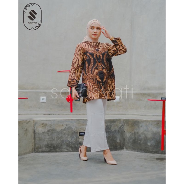 TUNIK BATIK SOLO BLOUSW BATIK SOLO ATASAN BATIK WANITA TERBARU