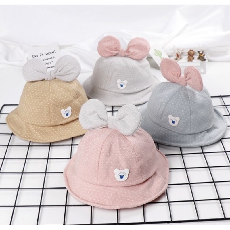 Topi Bucket Anak Bayi Balita Perempuan Dengan Pita Bearyaboo