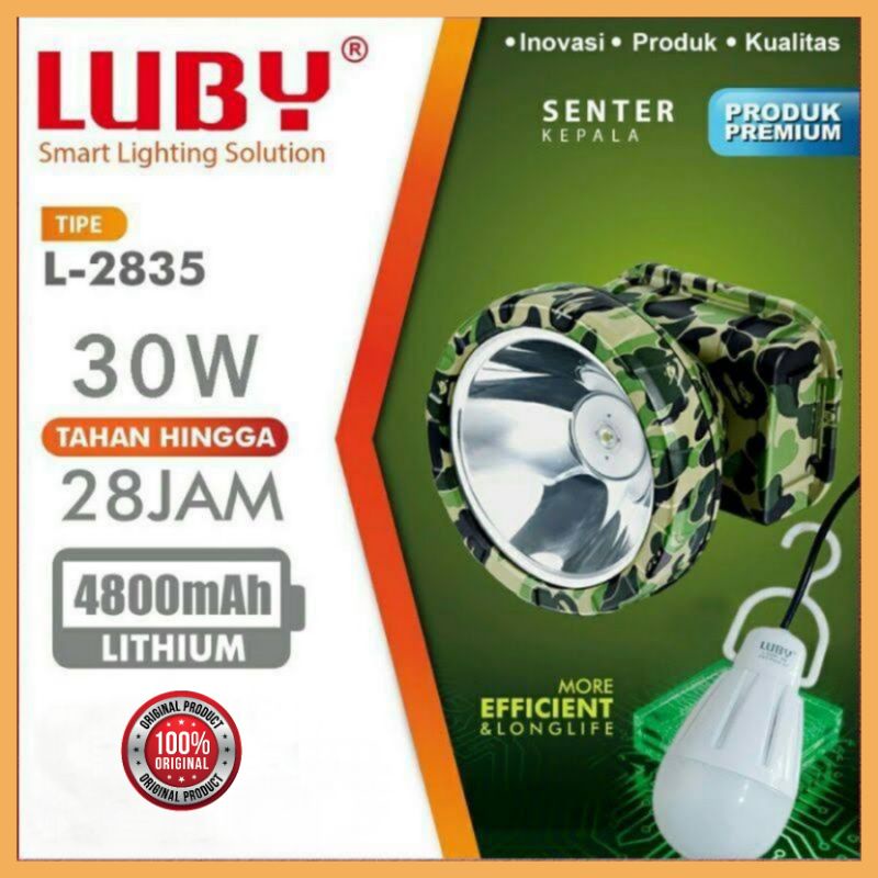 Luby Senter Kepala Headlamp Original 30 Watt L-2835K &amp; L-2865LN/KN