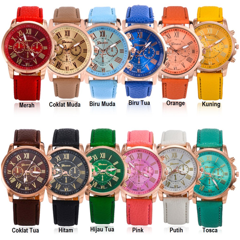 FYG J 100 Jam Tangan Geneva Leather Quartz Jam Tangan 