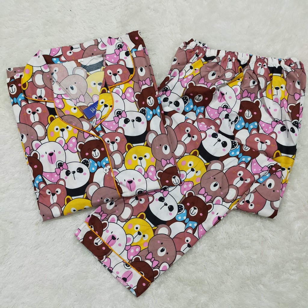 VeriFel Piyama Dewasa - JUMBO Promo Murah Setelan CP Fit 75-85kg / 3L-CP Line Panda Pink