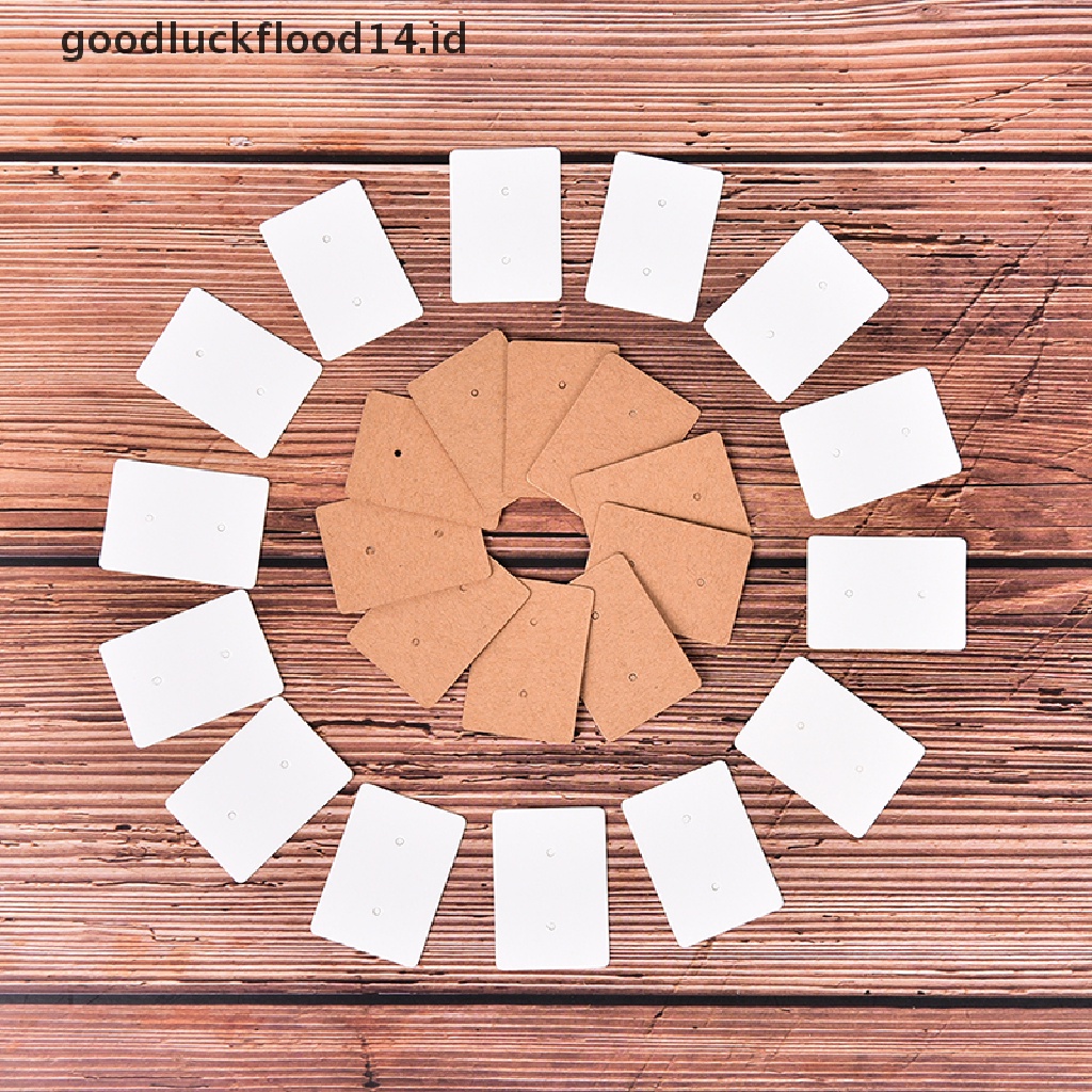 100pcs Kartu Tag Gantung Kosong Bahan Kertas Kraft Untuk Anting Stud