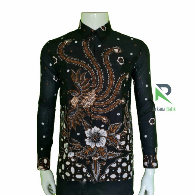 BATIK SLIMFIT Arkana Motif Night Bird Premium Kemeja Baju Pria Lengan Panjang Motif Elegan Furing