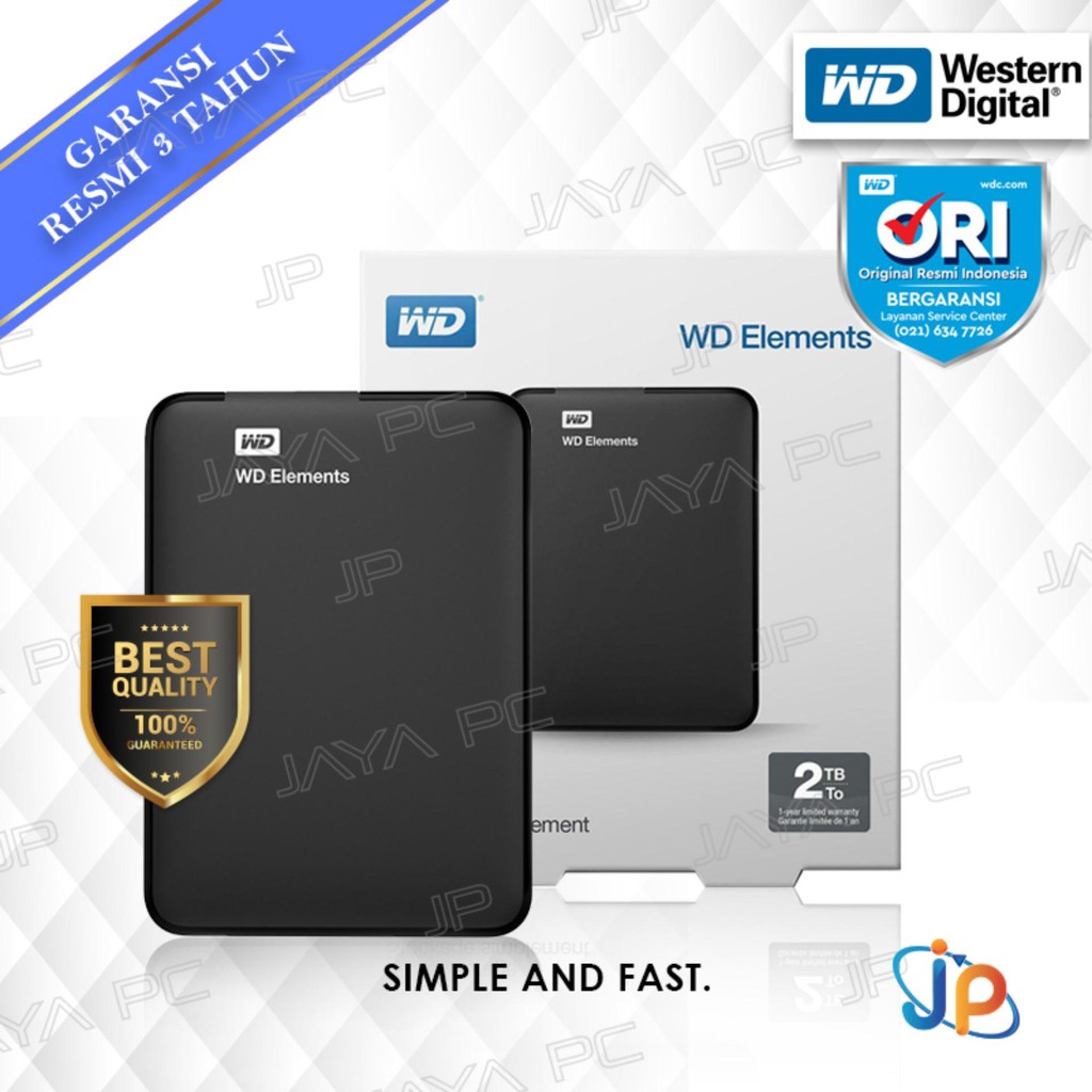 WD Elements Mobile Hard Disk Eksternal 1TB/2TB Hardisk/HDD High Speed USB 3.0
