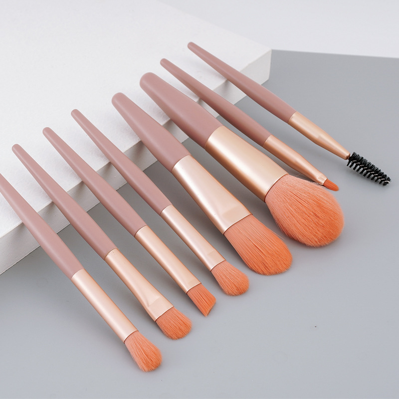 8pcs / Set Brush Kosmetik / Makeup Kombinasi Portable Lembut Untuk Foundation, Eyeshadow