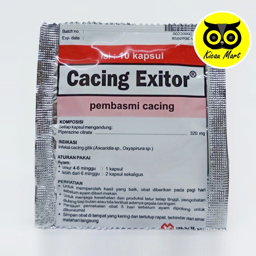 OBAT AYAM CACING EXITOR 10 OBAT AYAM CACINGAN KURUS TIDAK NAFSU MAKAN PIL KAPSUL EXITOR MEDION CXTOR