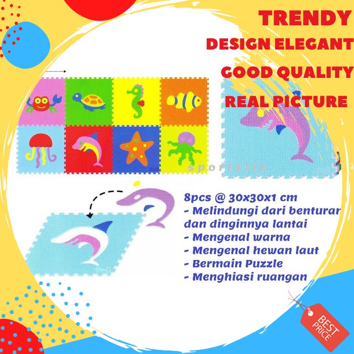Evamats Hewan Laut Ikan Karpet Karet Lantai Evamat Puzzle Mainan Anak SS53