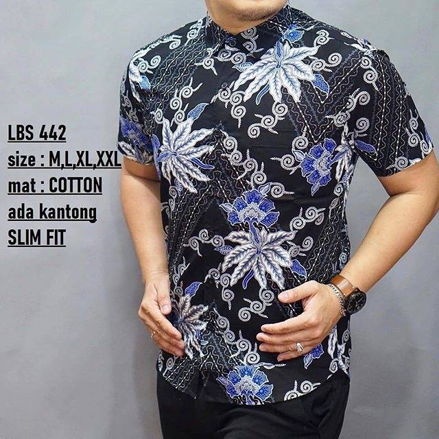 KEMEJA BATIK PRIA SLIM FIT BAJU BATIK SLIMFIT LBS 442