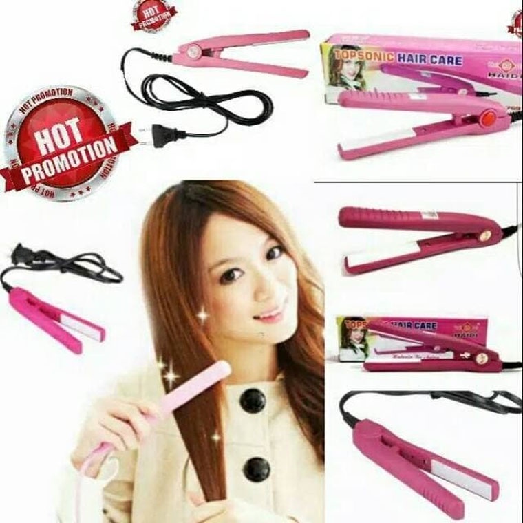 Catok Rambut haidi / Catokan Mini Haidi Pelurus Pengeriting Curly (pink)