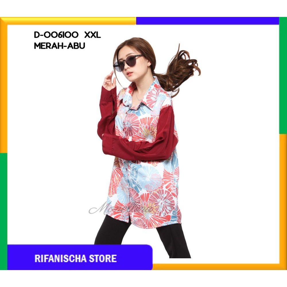 Rf 006100 Baju Kemeja Atasan XXL Jumbo Murah Wanita Kekinian (MF)