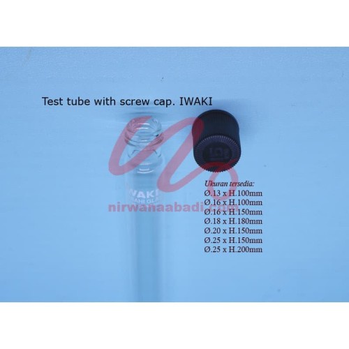 Tabung Reaksi tutup ulir Dia.20 x H.150mm IWAKI Test Tube Screw Cap COD Langsung