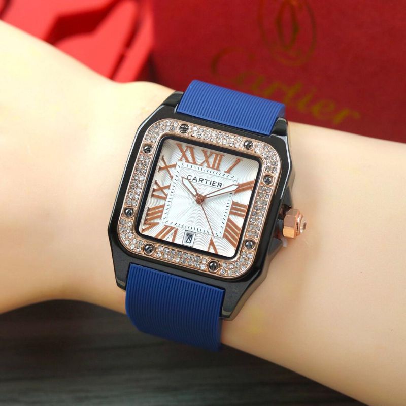 Jam tangan cartier kotak rubber, jam cartier fashion sport import, jam tangan wanita, jam wanita murah