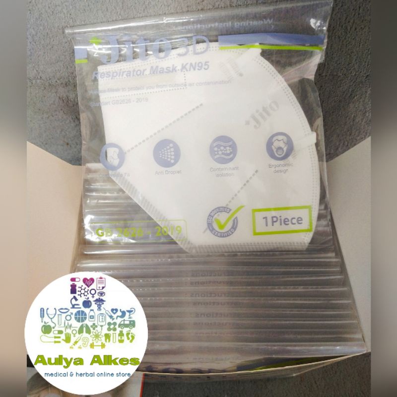 Respirator Masker KN95/Masker KN95 Jito 3D/Solida KN95 - Box isi 20