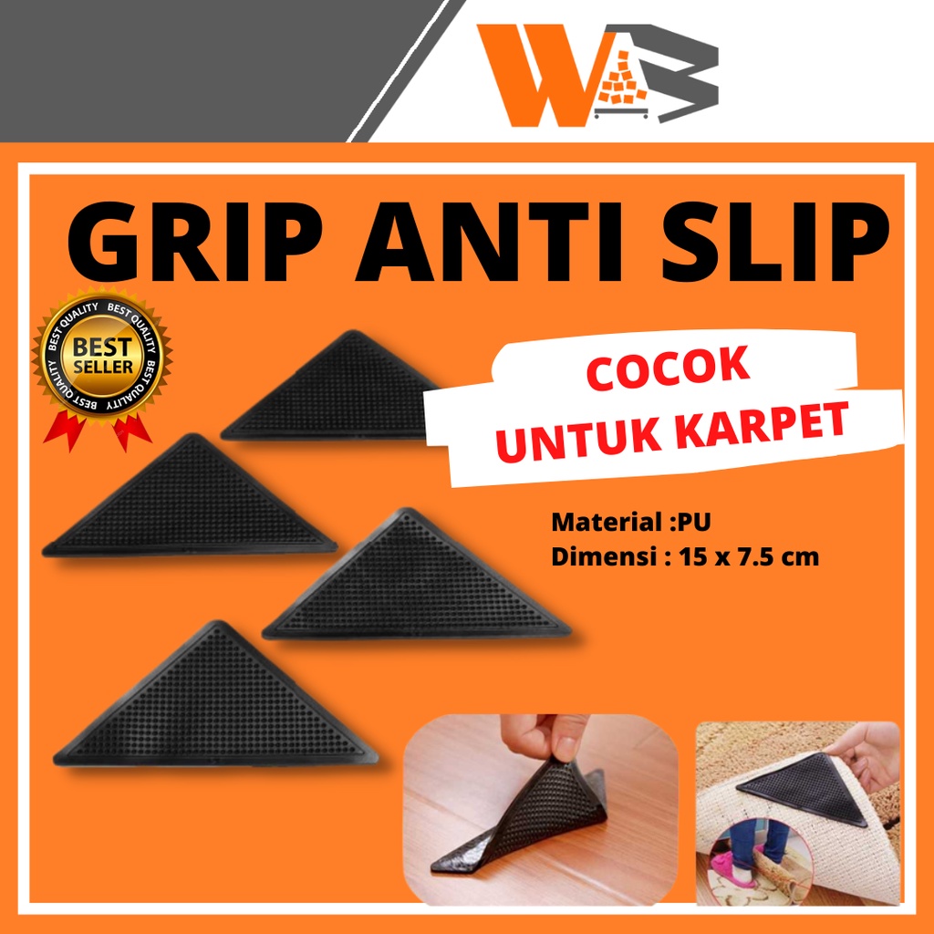 COD Grip Anti Slip untuk Karpet 4 PCS Perekat Karpet Selimut Keset Perekat Anti Slip Anti Curling Velcro Karpet Pita Karpet