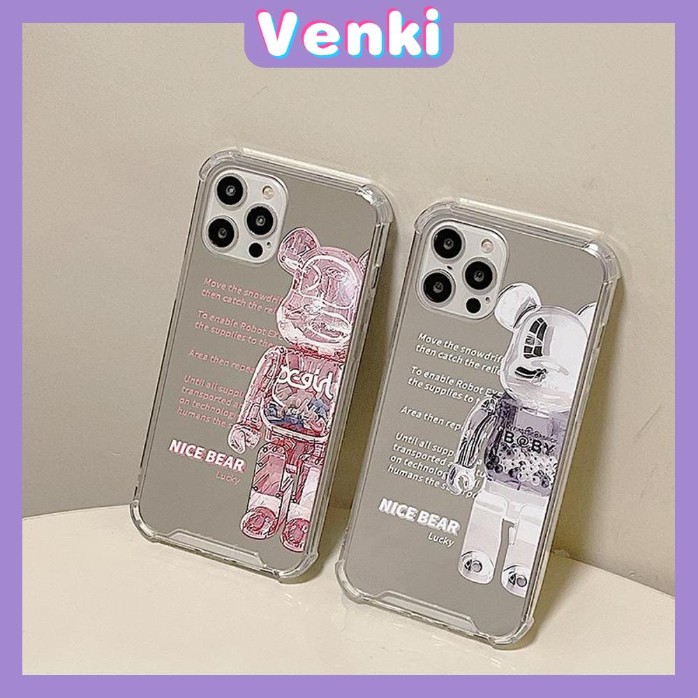 iPhone Case Acrylic HD Mirror Laser Airbag Shockproof Protection Camera Cute Cartoon Bear Compatible For iPhone 11 iPhone 13 Pro Max iPhone 12 Pro Max iPhone 7 Plus iPhone xr