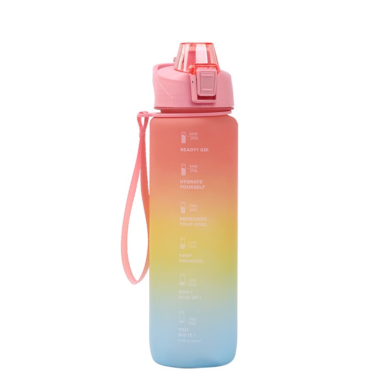 Terbaru Botol Minum Motivasi 1 liter Tutup Flip /Botol Minum Pastel 1 liter Drink Reminder/Botol Import