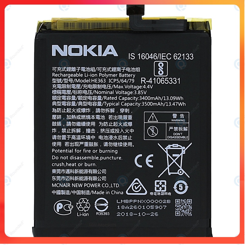 MW Battery Batere Batre Baterai Mcom Nokia 8.1 7.1 Plus X7 TA-1119 HE363 HE 363