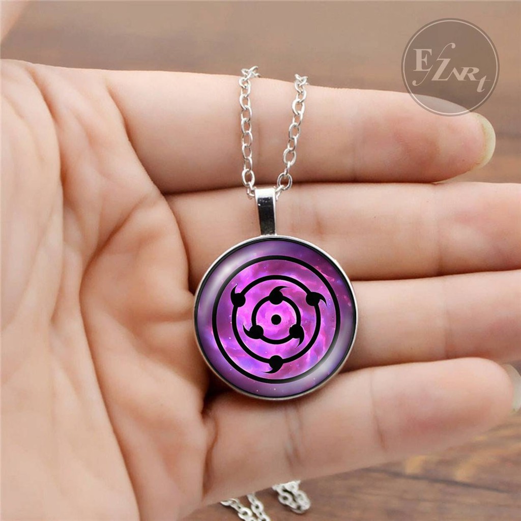 KALUNG LIONTIN NARUTO MATA SHARINGAN RINNEGAN EYE 3D RANTAI / KULIT STAINLESS STEEL