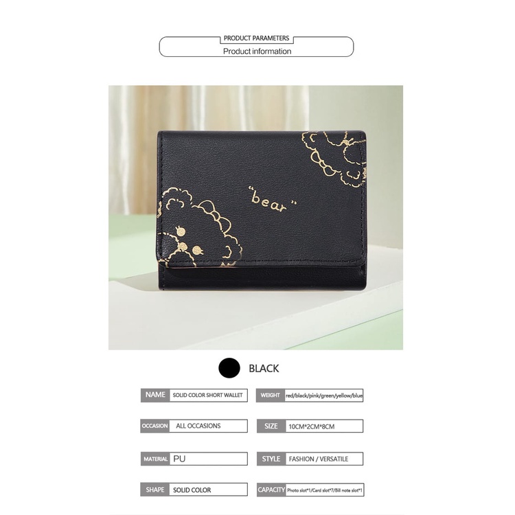 ASIN829 Dompet Lucu Dompet Lipat Import Karakter Motif Bear D238 Dompet Lipat Mini Wanita Motif Animal Cute Fashion Wanita Import AccFashionMurah