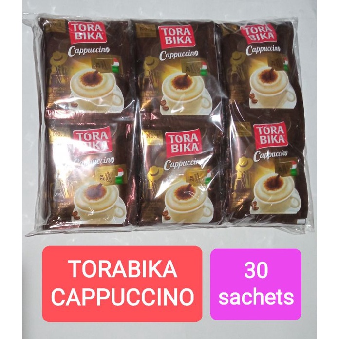 

TORABIKA Cappuccino, world's no. 1 Indonesian brand for cappuccino coffee mix. Berisi 30 sachets renceng.