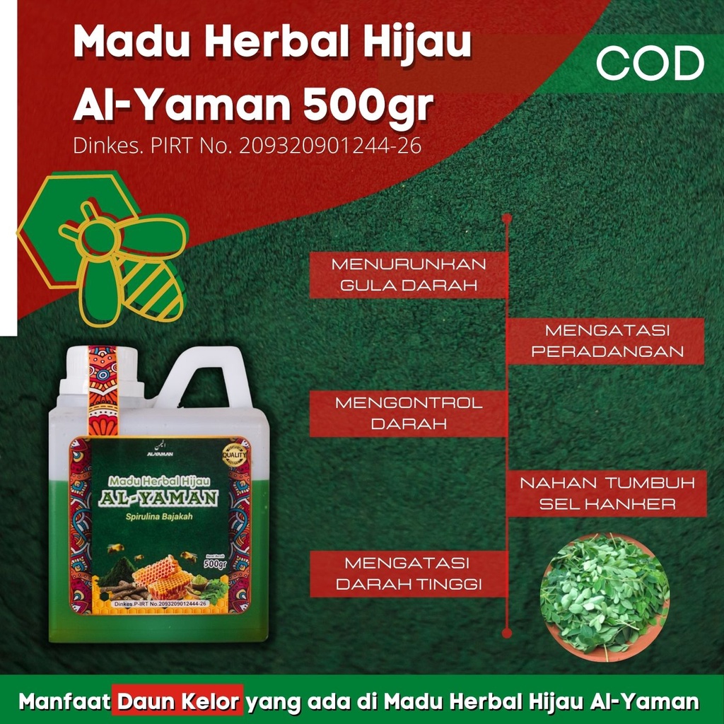 Al - Yaman Madu Herbal Hijau Sprirulina Bajakah  ahlinya Lambung 500gram