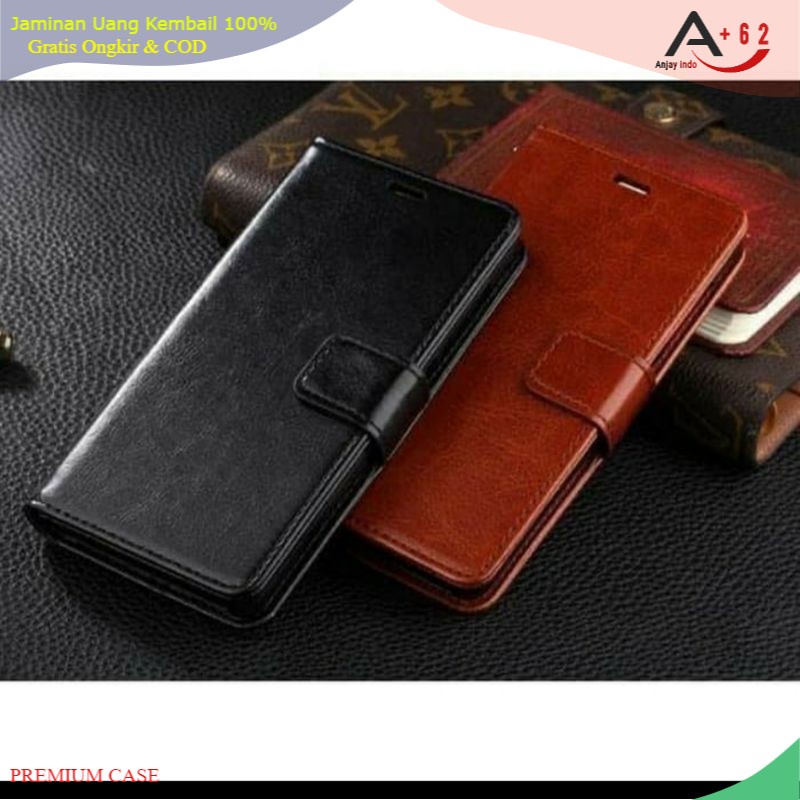 Oppo Reno 4, Reno 3 Pro, Reno 2, A3S A15 F1 A35 Flip Cover Case Standing Leather Kulit Dompet Kartu 