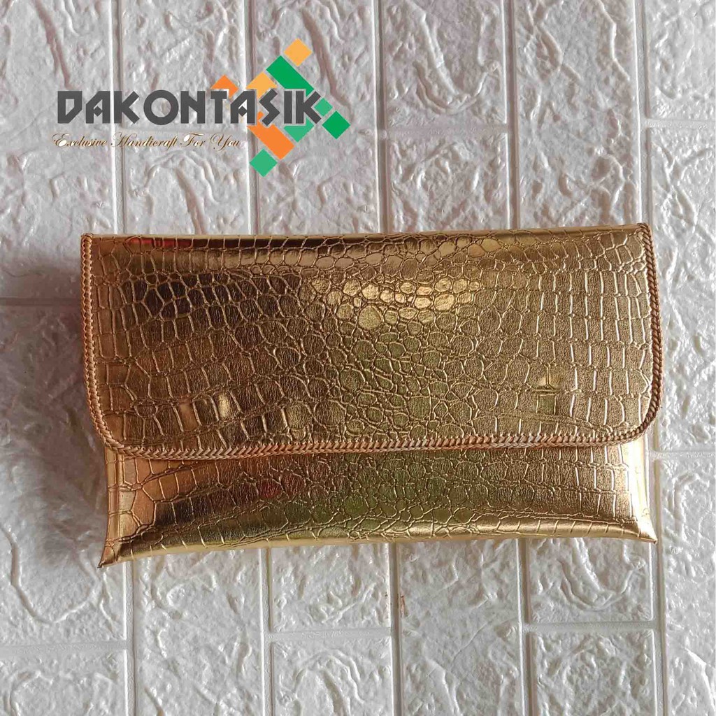 Dompet clutch pesta full croco model flat size L