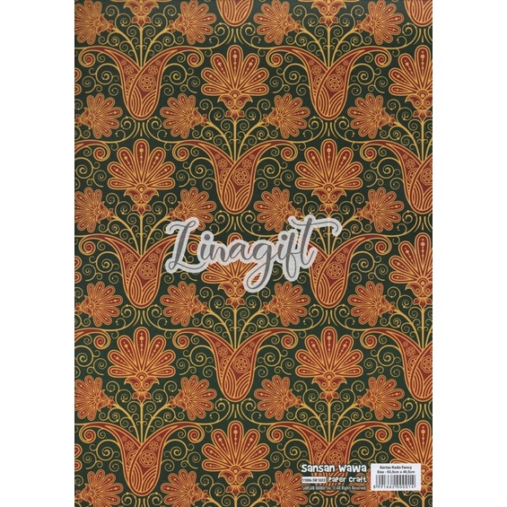 ( 5 Lembar ) BATIK SANWA - KERTAS KADO COKLAT JAWA - GIFT WRAP PAPER SANSAN WAWA CLASSIC EUSTHATIC