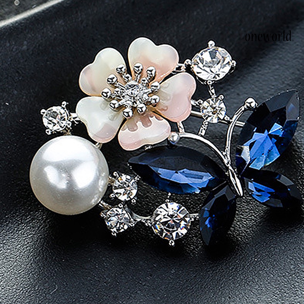 OW@ Brooch Pin Butterfly &amp; Flower Decor Durable Elegant Style Lovely Brooch for Daily Life