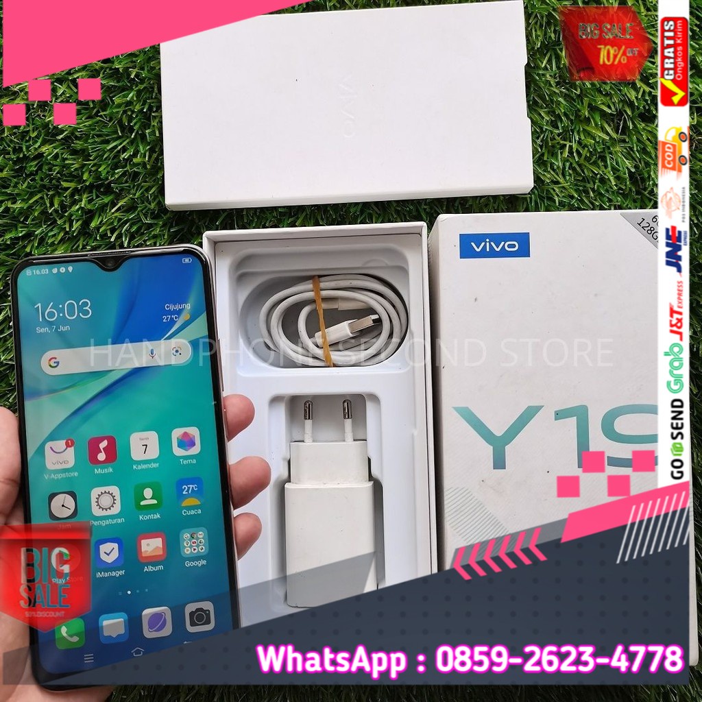 Jual HANDPHONE VIVO Y19 6/128GB FULLSET NO HEADSET SECOND SEKEN BEKAS ...