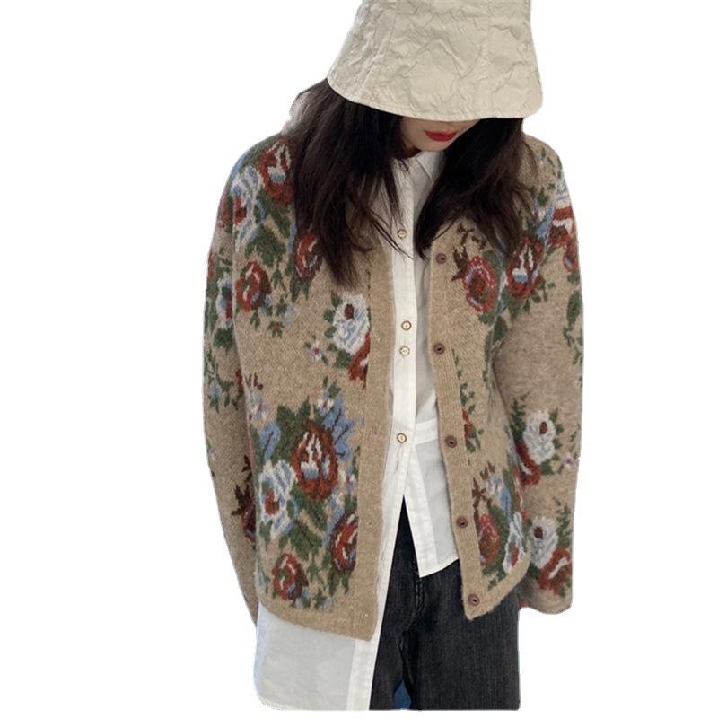 #Sisjuly# Atasan Mantel Kardigan Rajutan Wanita Sweter Retro Baru Wanita