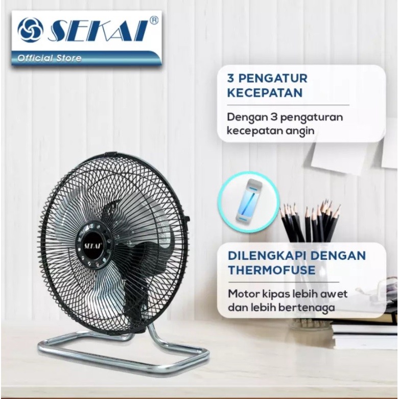 Sekai HFN-1060 Kipas Angin Meja Desk Wall Fan 10&quot; Metal Floor Fan 10 Inch Kipas 2in1 Sekai HFN1060