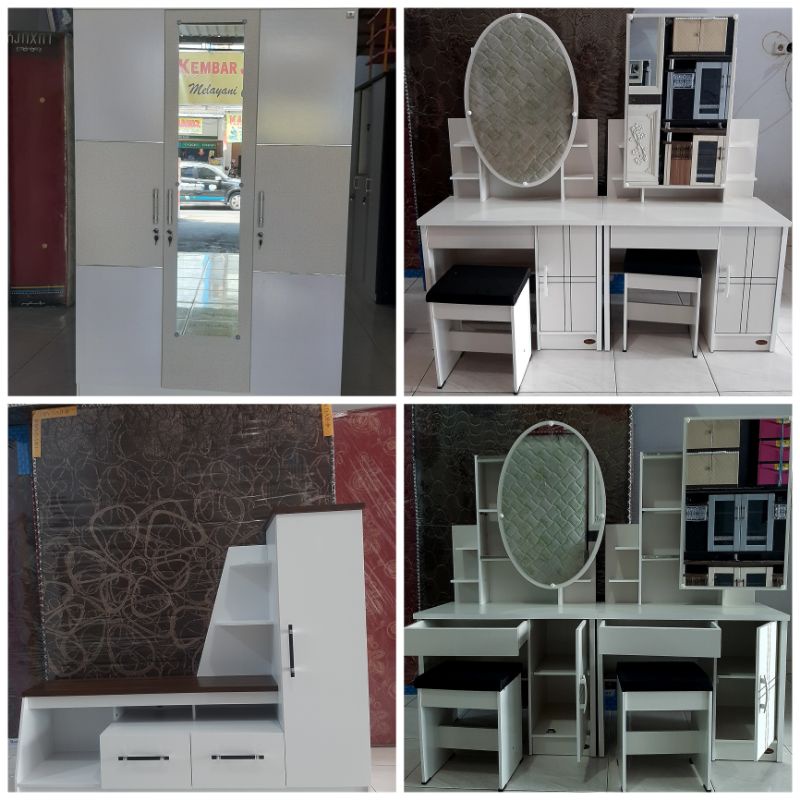 Promo lemari pakaian hessian olympic 3 pintu + meja rias slide + bufet tv