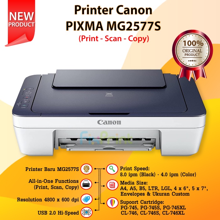 Printer Canon PIXMA MG2570S MG2577S E410 All In One New Garansi Resmi Print Scan Copy multifungsi