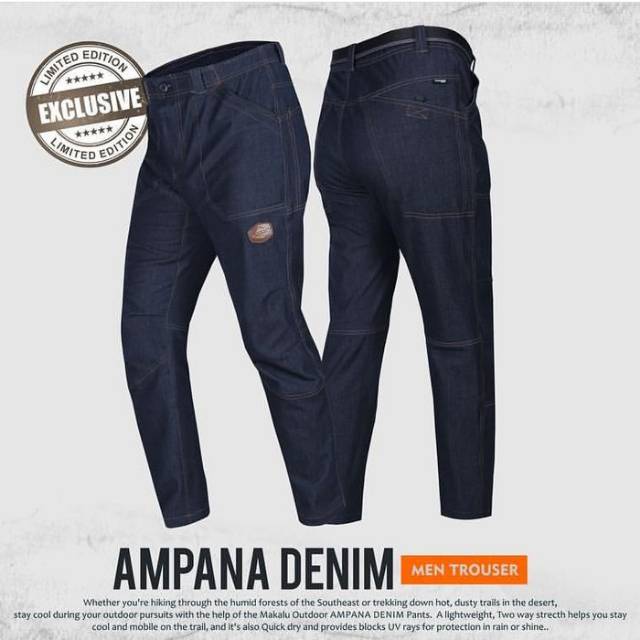 CELANA PANJANG OUTDOOR TRAVELLING ULTRALIGHT MAKALU AMPANA DENIM ORIGINAL