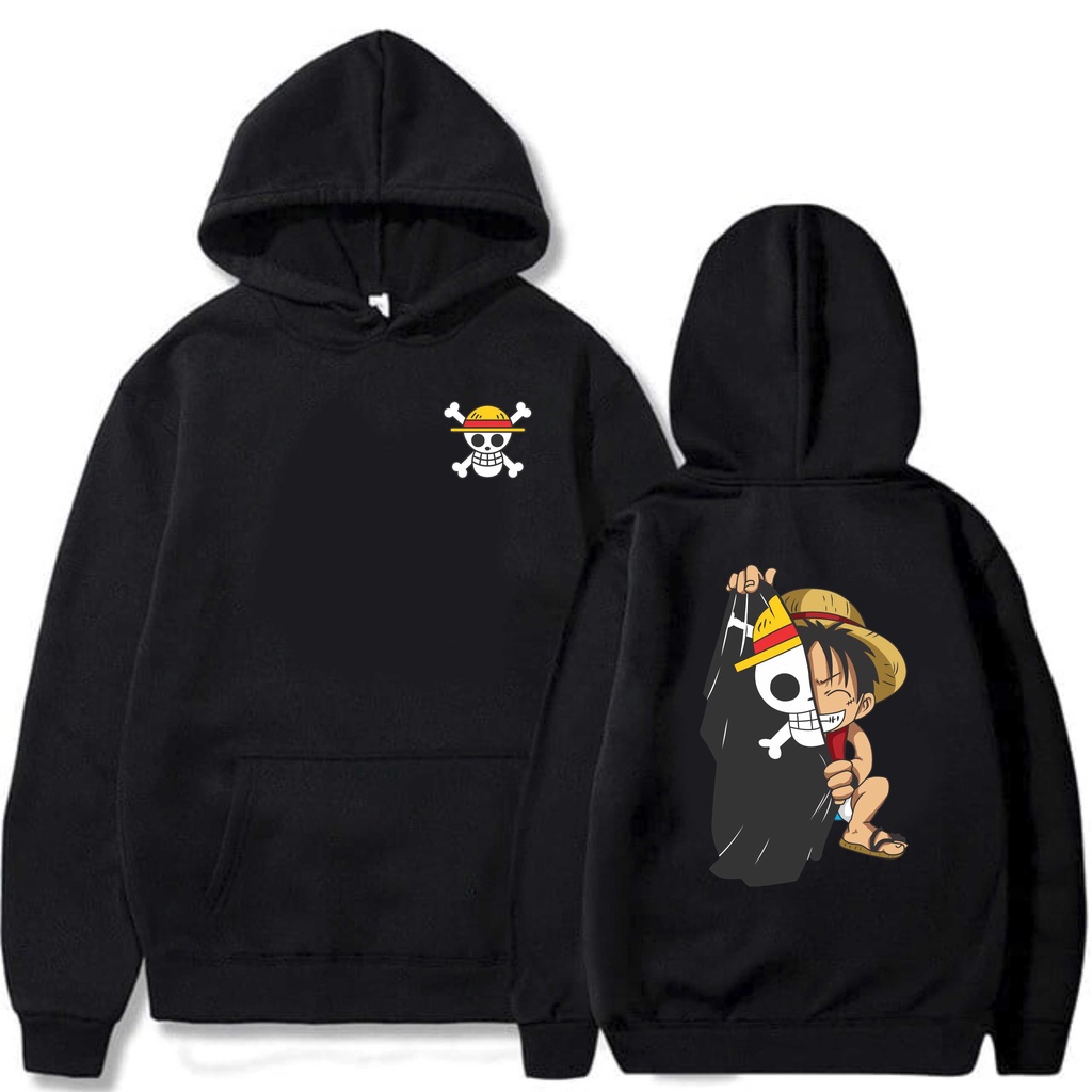 Sweater Hoodie Sablon One Pice tengkorak || Jumper Hoodie Anime II One Pice Tengkorak Hoodie ( Pria &amp; Wanita )