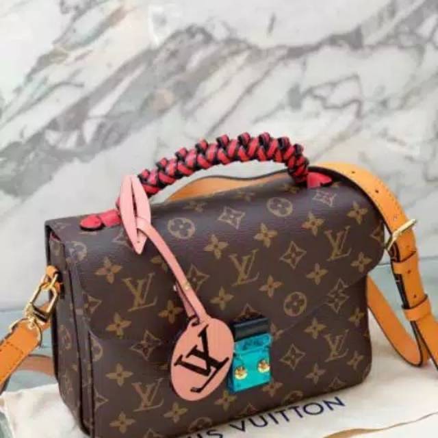 LV POCHETTE METIS MONOGRAM- BRAIDED HANDLE ORIGINAL LEATHER WITH LONG STRAP HANDMADE/HANDSTITCH