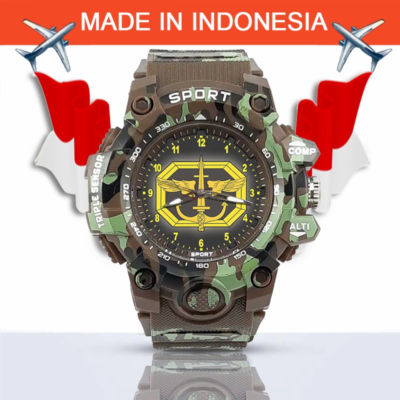 {Istimewa} Jam Tangan LOGO KOPASUS -Coklat Army Water Resistant