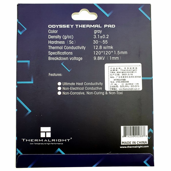 Thermalright Extreme Odyssey Thermal pad 120x120x1.5 mm ram vga 1.5mm