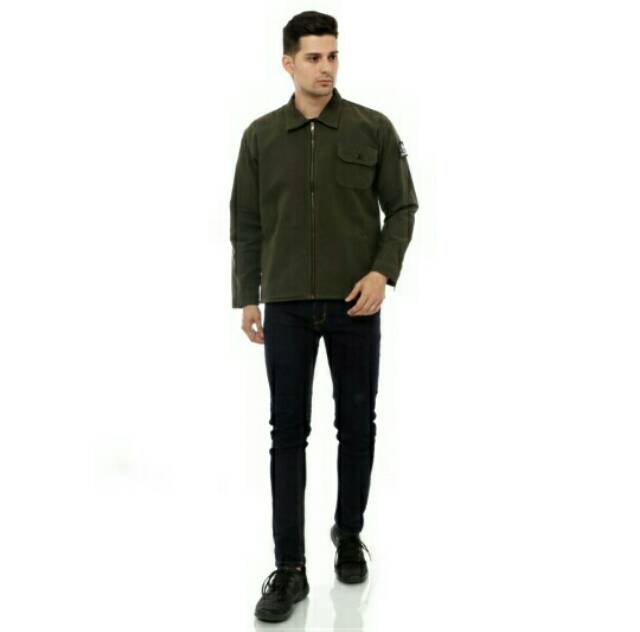 Jaket Semi Parka Zip Hijau Army