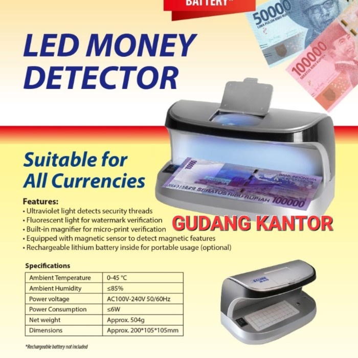 

ALAT DETEKSI UANG SECURE MD20 LED /LAMPU UV DETECTOR UANG RUPIAH PALSU