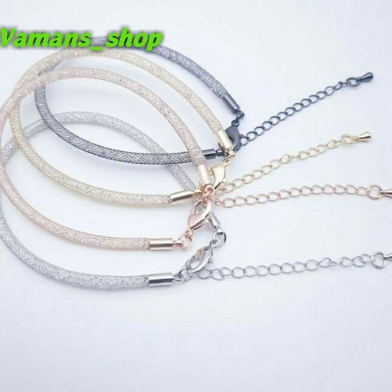 Gelang Tali Kawat Glitter Diamond Premium Waterproof Untuk Charm Liontin Mainan Emas Hongkong