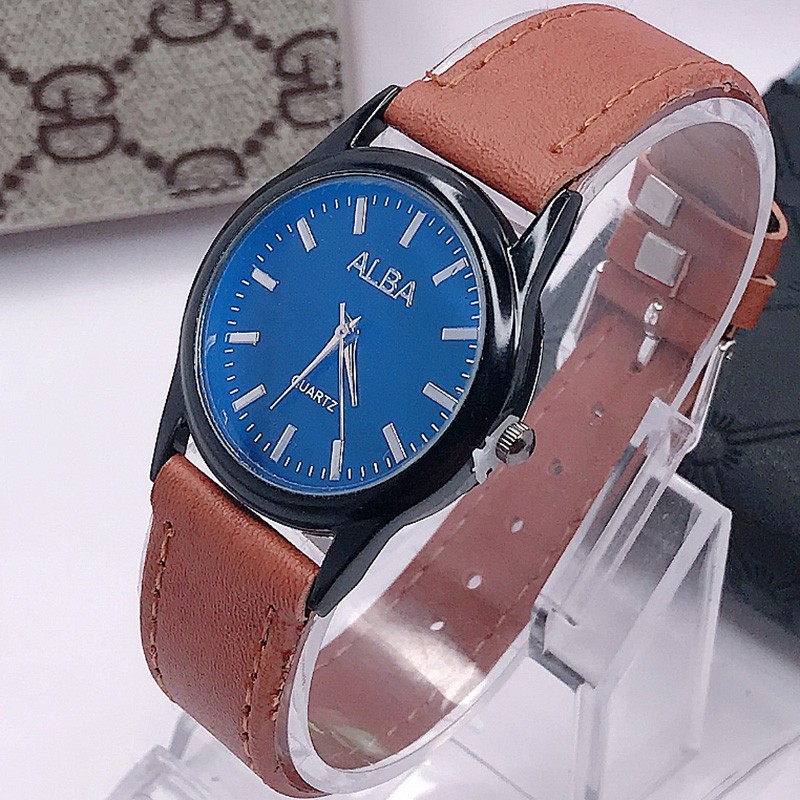 JAM TANGAN COUPLE PRIA WANITA QUARTZ TALI KULIT MURAH GROSIRAN