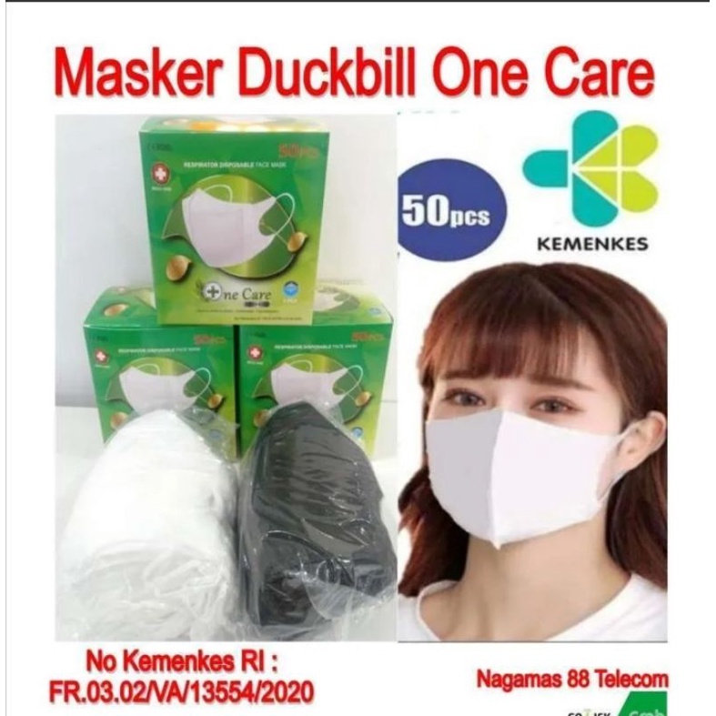 MASKER DUCKBILL OneCare  EMBOS isi 50pcs Masker 4ply