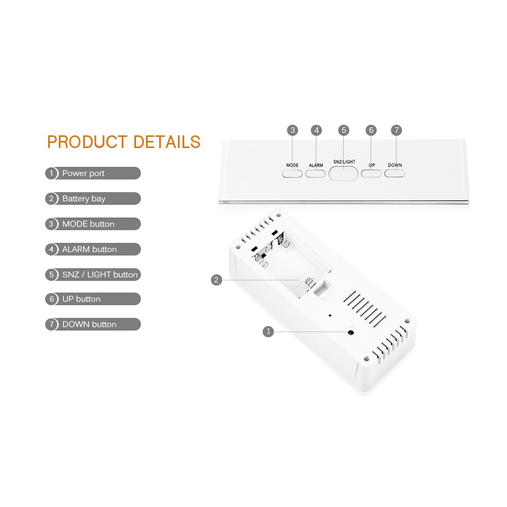 Jam Meja LED Digital Mirror Clock with Temperature