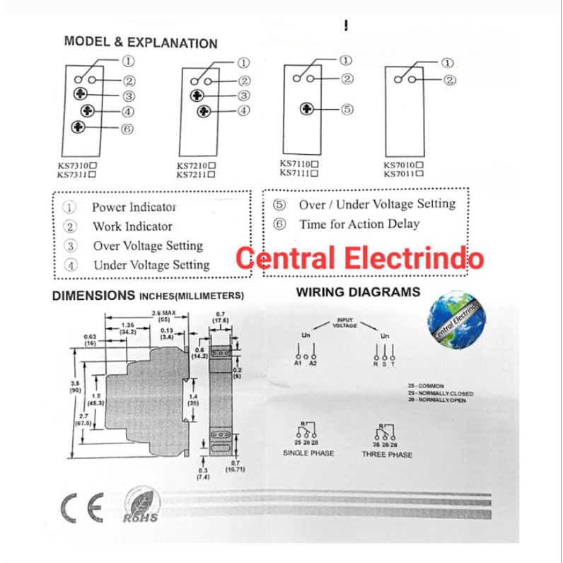 Single Phase Voltage &amp; Phase Protection Relay KS7311 AC 220V/AC380V.